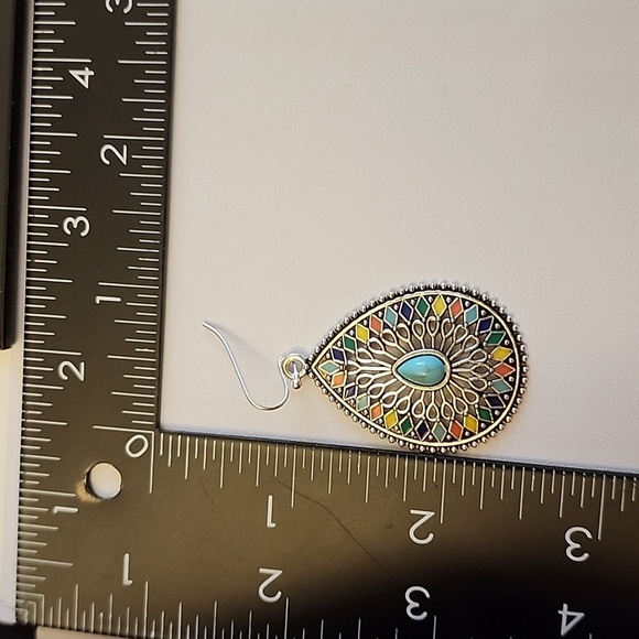 BOHO TEARDROP EARRINGS Simulated Turquoise EP - Picture 3 of 3